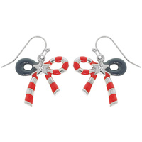 PATRIOTIC BOW DANGLE EARRINGS